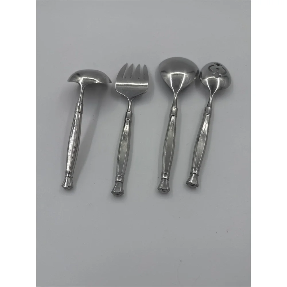 4 Serving Pieces Oneida Act 1 Cube Stainless Flatware Fork Spoons Ladle